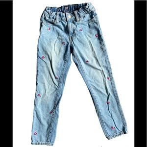 Gap girlfriend girls jeans with floral design size 7